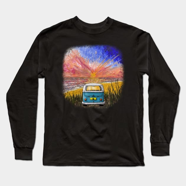 Sunset Camper (Blue) Long Sleeve T-Shirt by Wolf Cove Creations